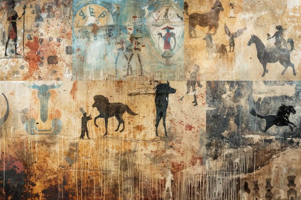 kamkamkam a dynamic collage featuring cave paintings medieval 92b4c446 3c66 4108 86a9 14bfec21bfda