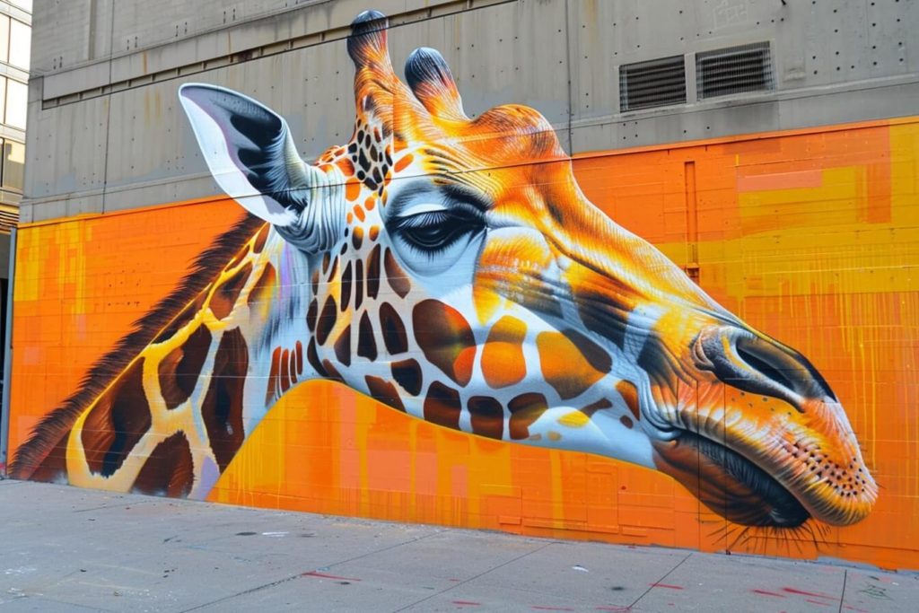 kamkamkam giraffe mural at street art festival in the style 62a9205e 8f59 4fd0 9cc6 f473c382c396 3