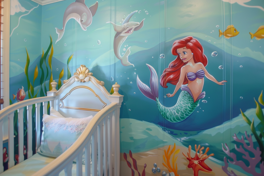 kamkamkam painted wall in babys room with mermaid in the sty f4a86b15 9f24 417f b737 72de24c10f48 0