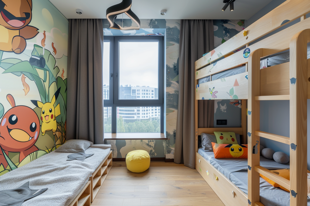 kamkamkam realistic childrens room interior with mural on wa 27bc50ed f574 492a 8afa 0642272c6964 2