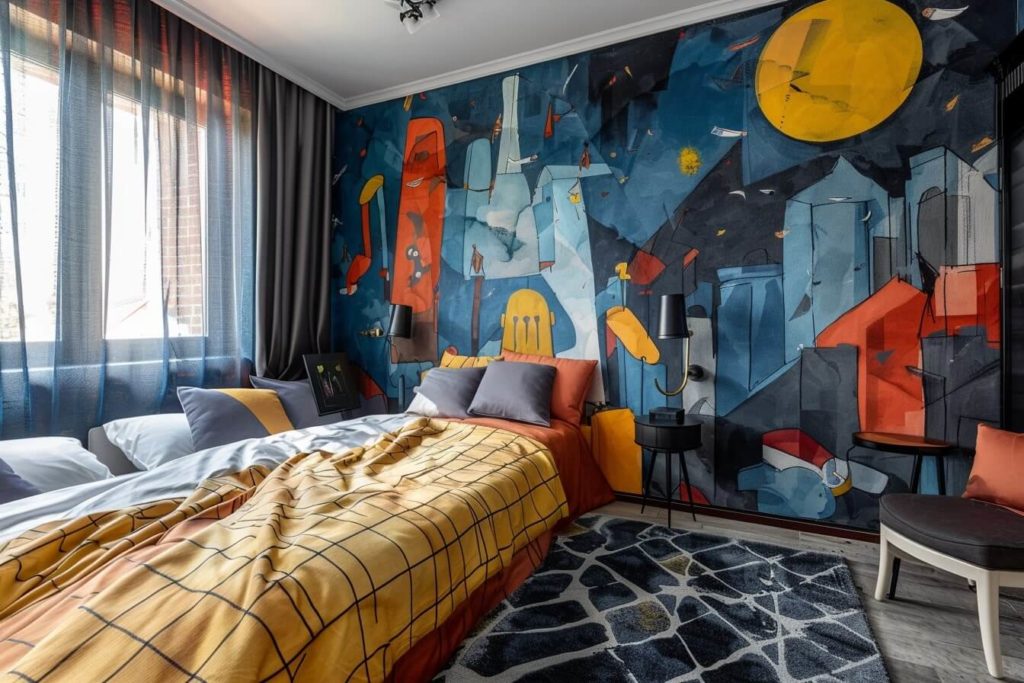 kamkamkam realistic modern adult bedroom interior with mural 8cd1b38d aca4 4a58 bd94 9e02b7aeda8e 2