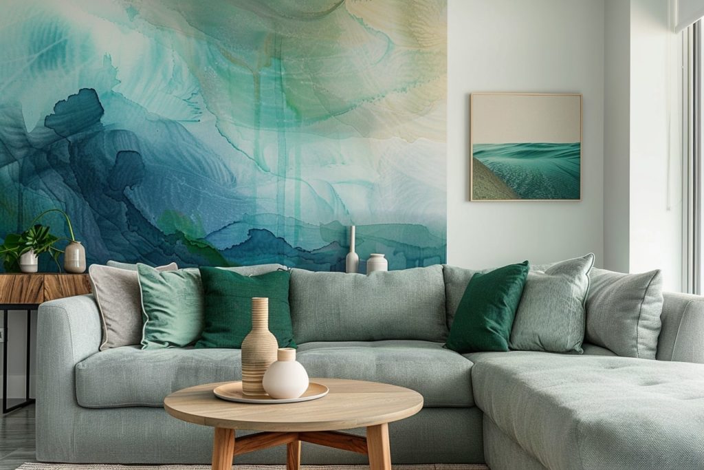 kamkamkam abstract wall mural in calming tones of blue and g 1215f72d 407f 435b 92a3 55427b890aed 3