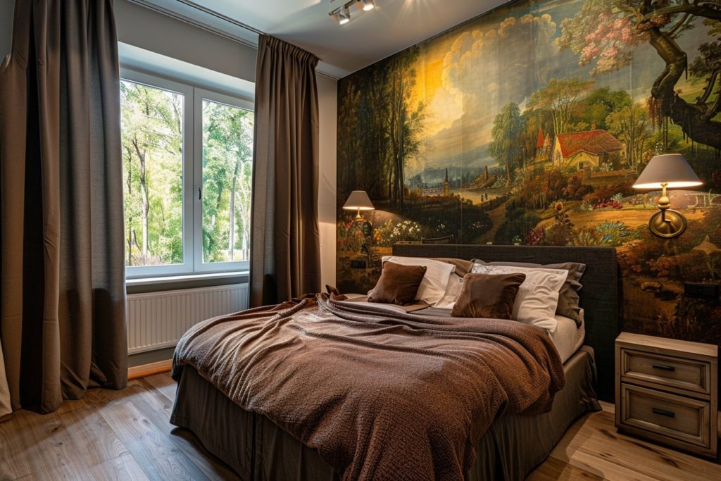 kamkamkam cosy modern bedroom interior with fresco painting 0d3a5339 0a3c 4e1c a726 6cdd42a9aad0 1