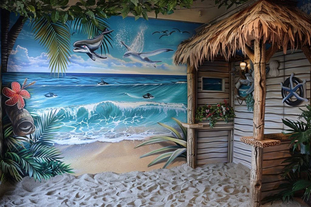 kamkamkam realistic photo of a beachside photo booth with a 0c08e75b 01d2 4cfc 8ac3 7c454c439513 1